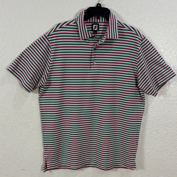 FootJoy Other - Foot Joy ,Men's Golf Striped Polo Shirt - Black,Pink,Green, Size L